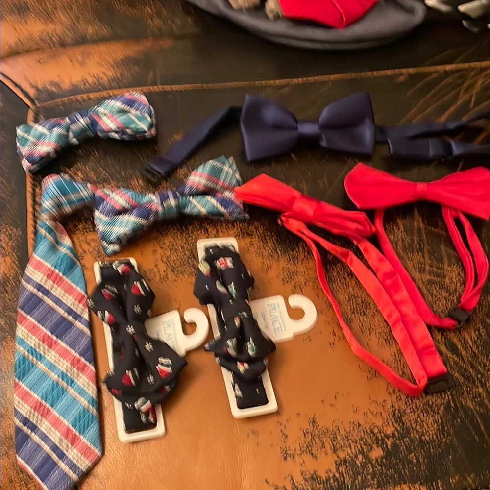 Kids Bow Tie and Necktie Set - Blue, Red, and Navy